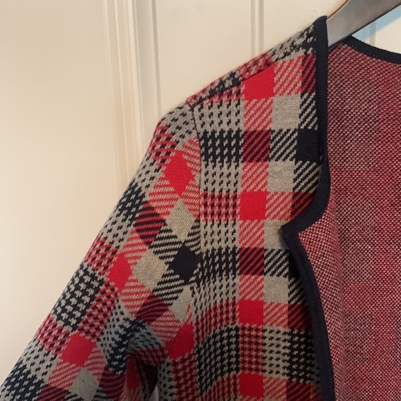 Jones New York Women Houndstooth Knit Plaid Sweater Long Duster Jacket NWT Small - Picture 5 of 14